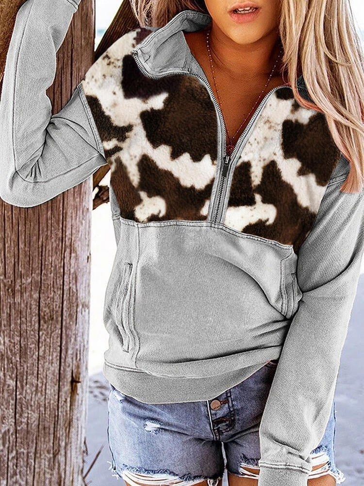 Cow Print Pullover