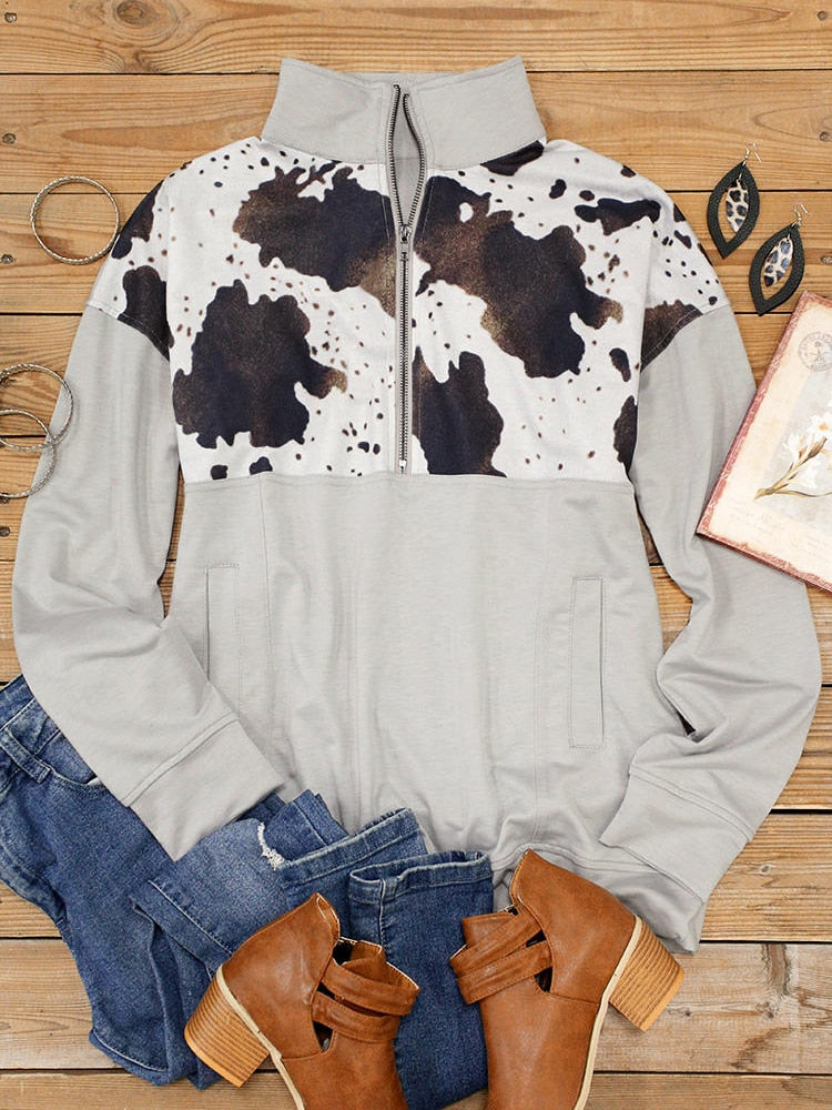 Cow Print Pullover