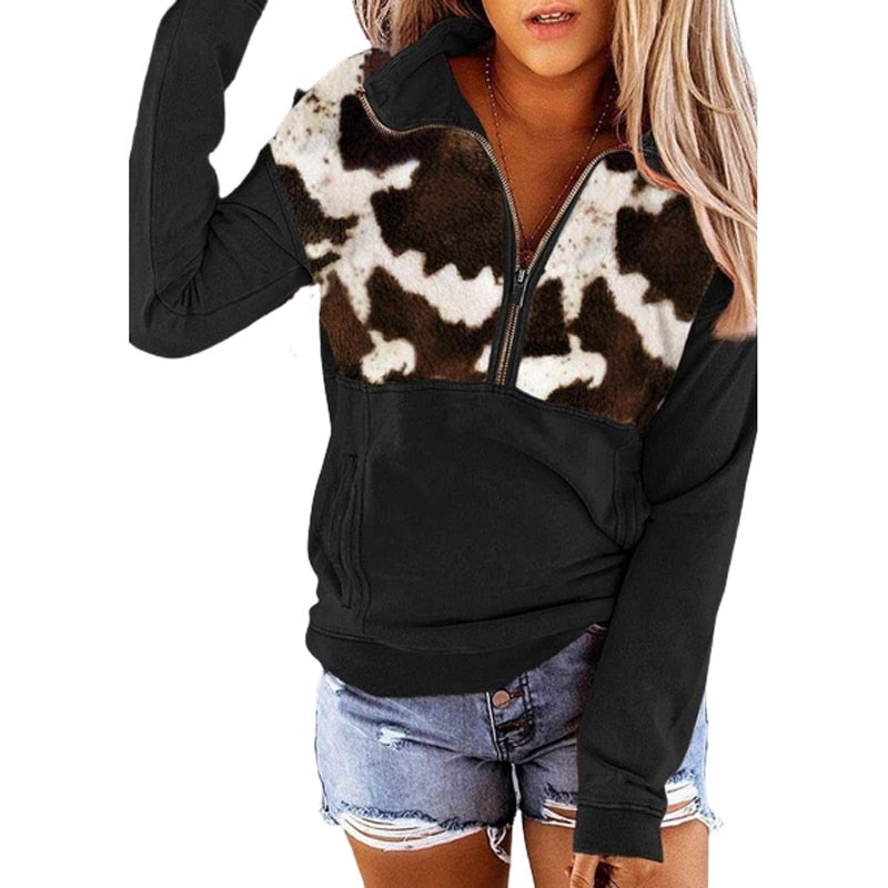 Cow Print Pullover