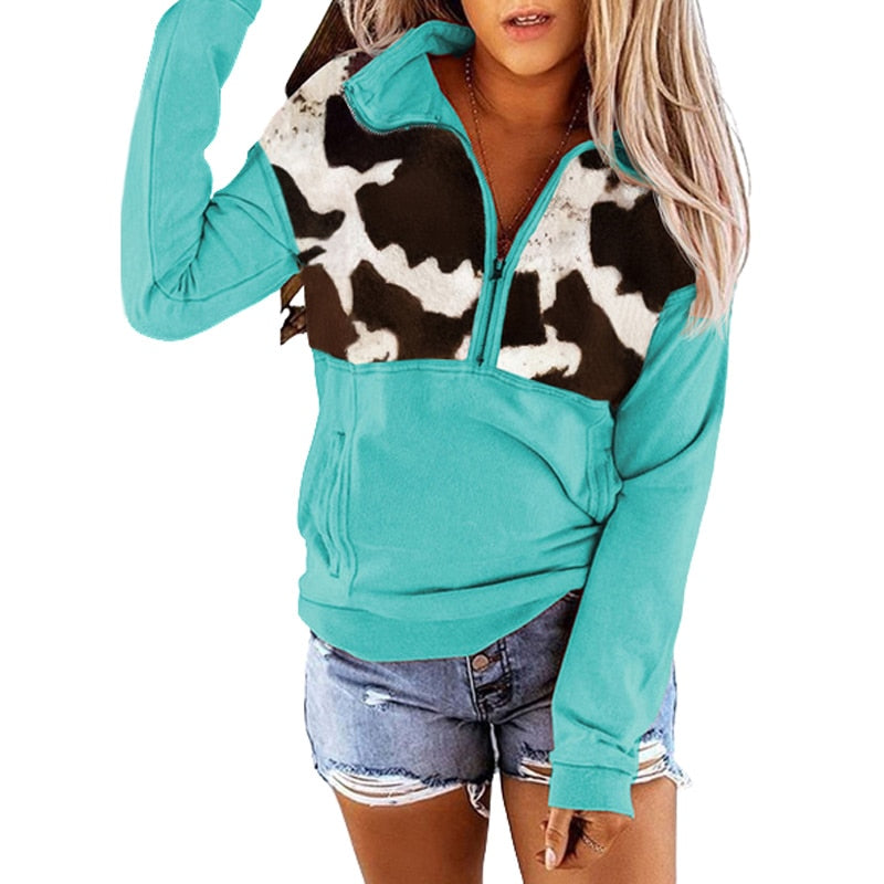 Cow Print Pullover