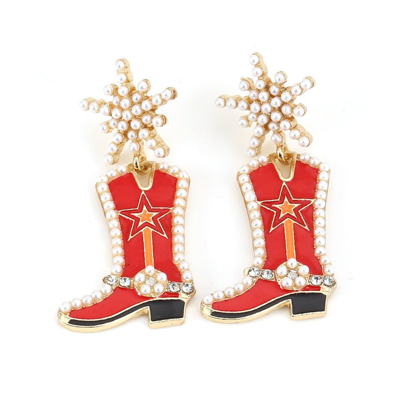 Beaded Boot Earrings