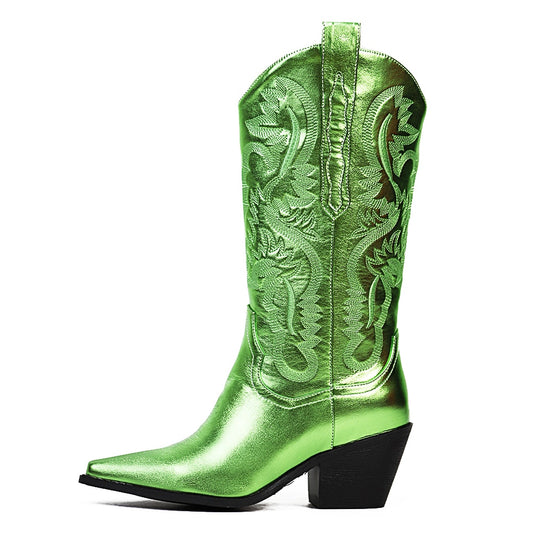 Green Metallic Cowgirl Boots