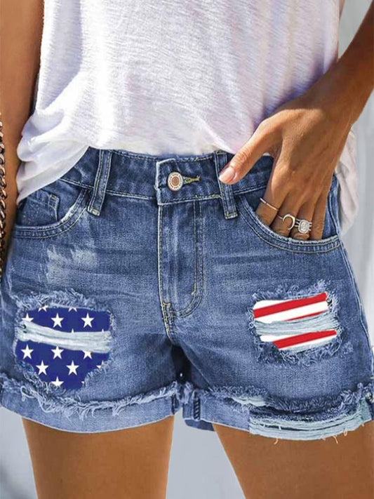 Denim Flag Shorts