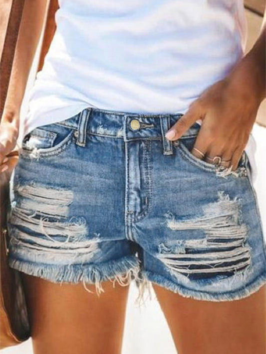 Distressed Denim Shorts